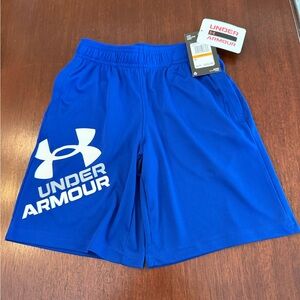 Under Armour boy’s Vibrant Blue Athletic Shorts - NWT size small